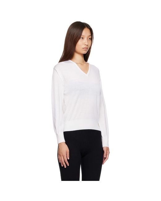 NOTHING WRITTEN White Sane V-Neck Sweater