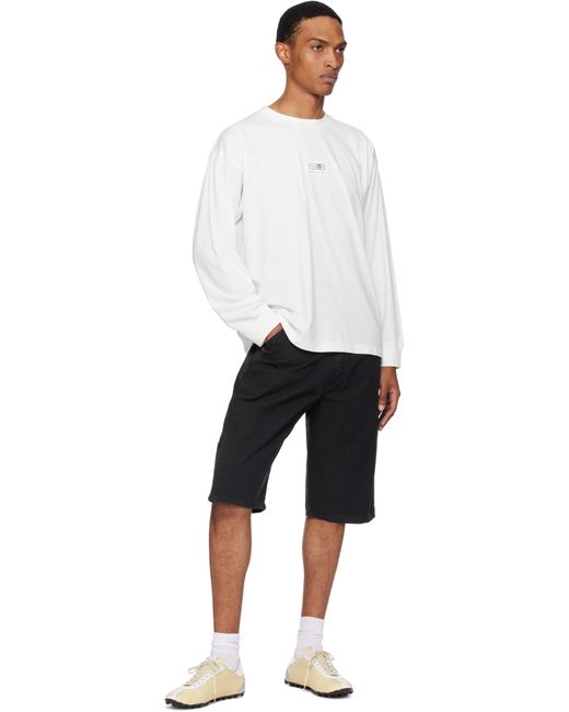 MM6 by Maison Margiela White Long-Sleeved Numeric Signature T-Shirt for men