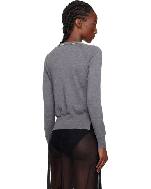 Simone Rocha グレー Pearl & Chain Bow カーディガン Black