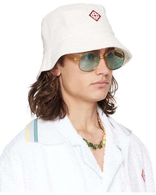 Casablancabrand White Diamond Logo Bucket Hat for men