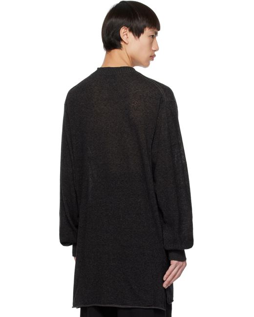 Yohji Yamamoto Black & Gray Rolled Edge Sweater for men