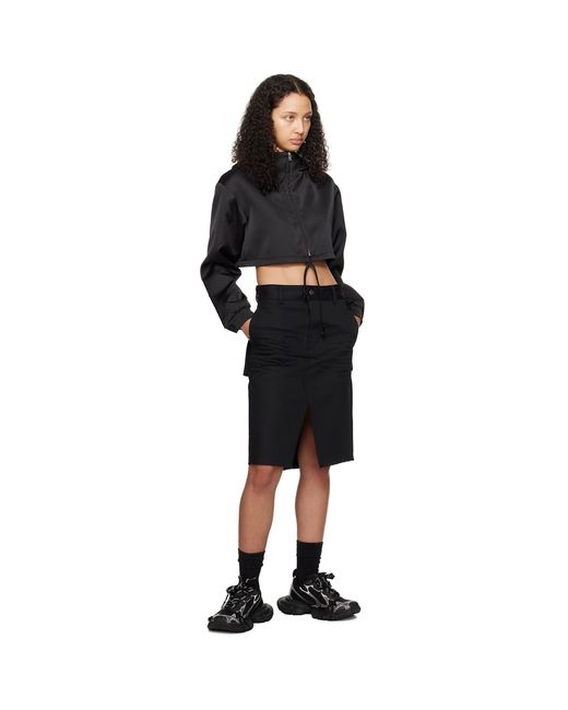 we11done Black Cropped Hoodie