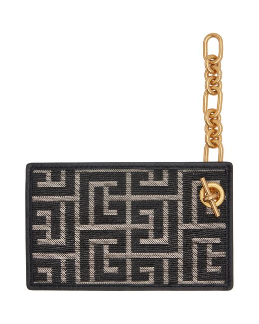 Balmain Black Pulse Monogram Jacquard Card Holder for men
