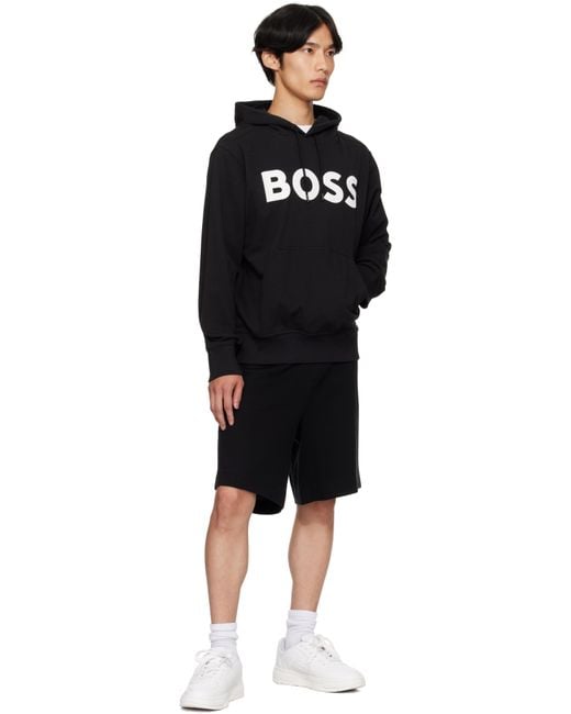 Boss Black Relaxed-Fit Large Logo Hoodie for men
