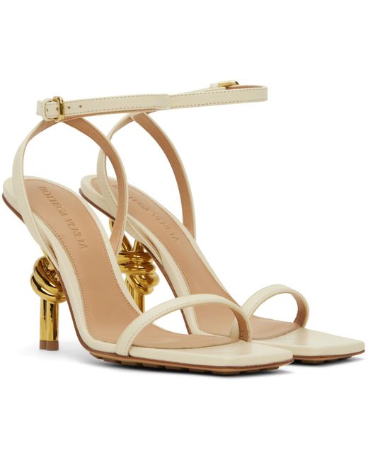 Bottega Veneta Metallic Off-white Knot Sandals