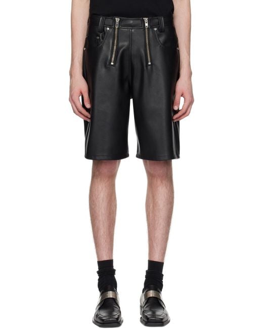 GmbH Black Zoran Faux-leather Shorts for men