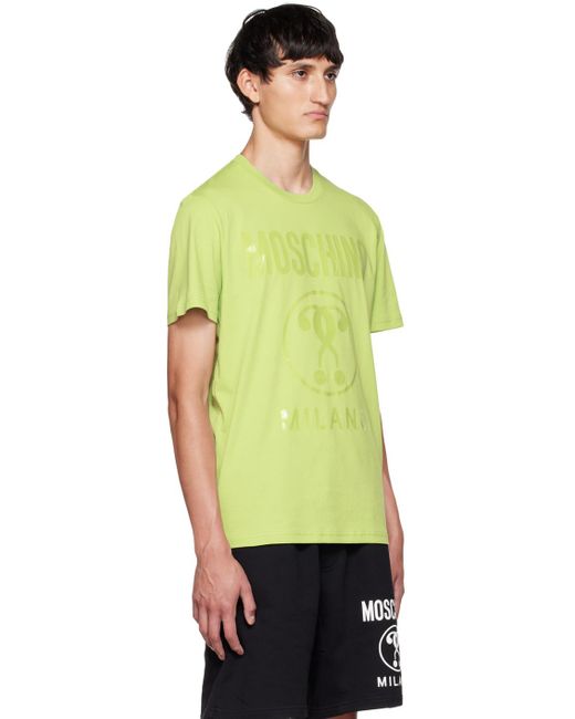 Moschino Green Double Question Mark T-Shirt for men