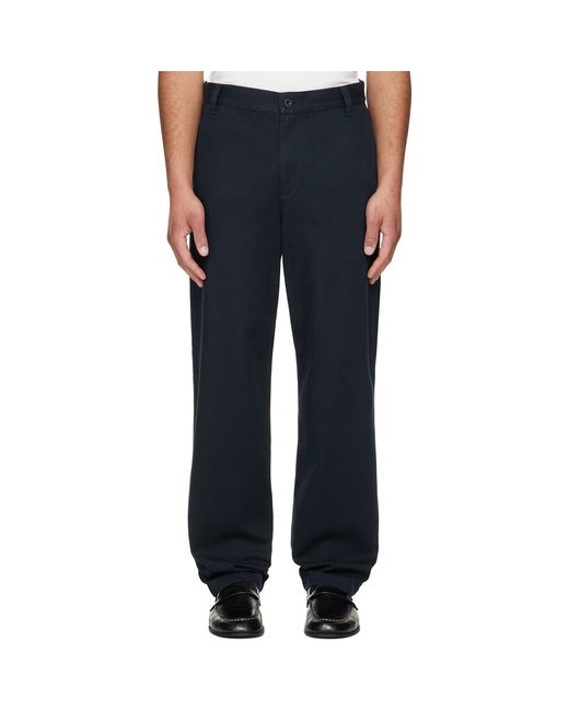 A.P.C. Blue Fitted Straight-Leg Gabardine Chino Trousers for men