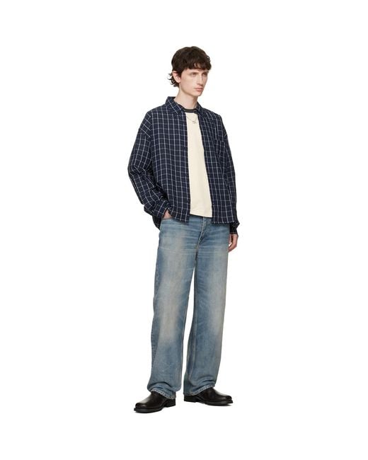 Won Hundred Blue Maza Check Shirt for men