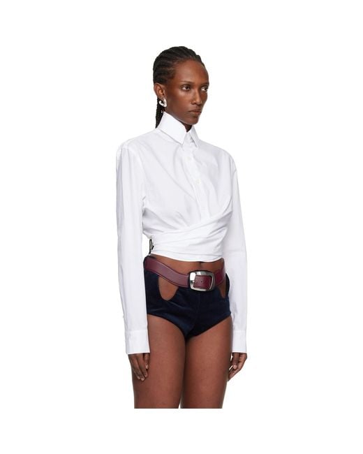 Jean Paul Gaultier White 'The Cropped Cache-Coeur' Shirt