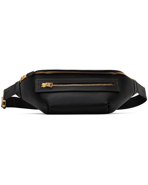 Tom Ford Black Soft Grain Leather Buckle Pouch for men