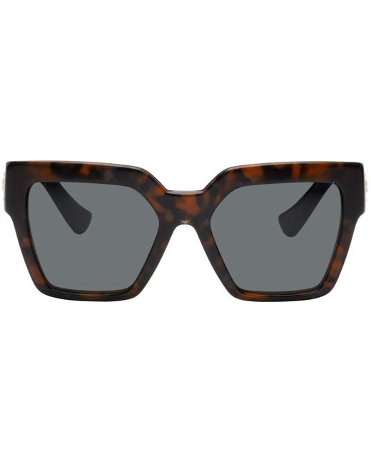 Versace Black Brown Medusa Deco Butterfly Sunglasses