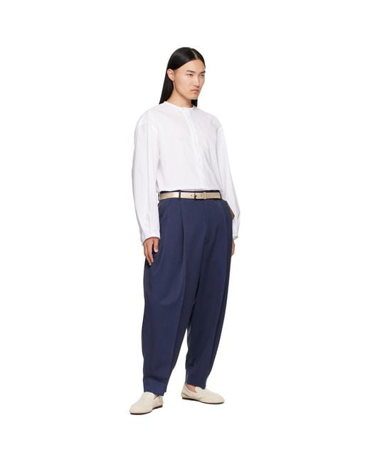 Hed Mayner Blue Pleated Trousers for men