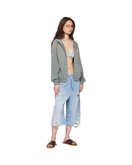 Acne Multicolor Khaki Mended Fleece Hoodie