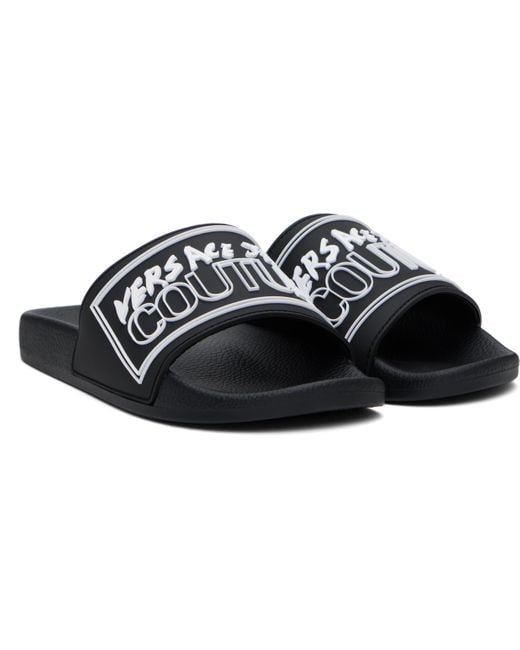 Versace Jeans Couture Black Logo Shelly Pool Slides for men
