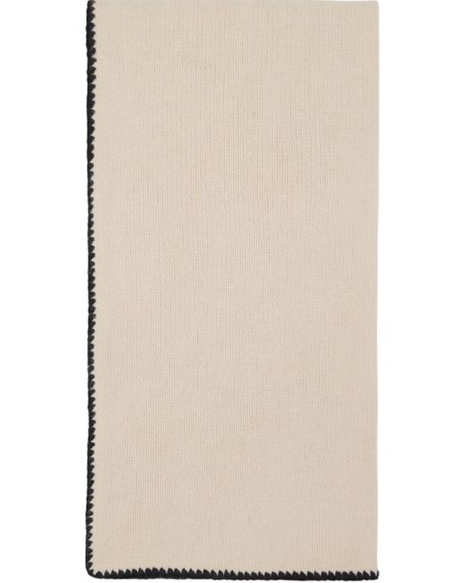 Totême  Natural Toteme Off-white Embroidered Wool Cashmere Scarf