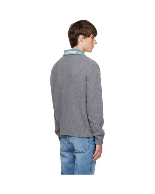 Versace Gray Wool & Cashmere Knit Polo for men