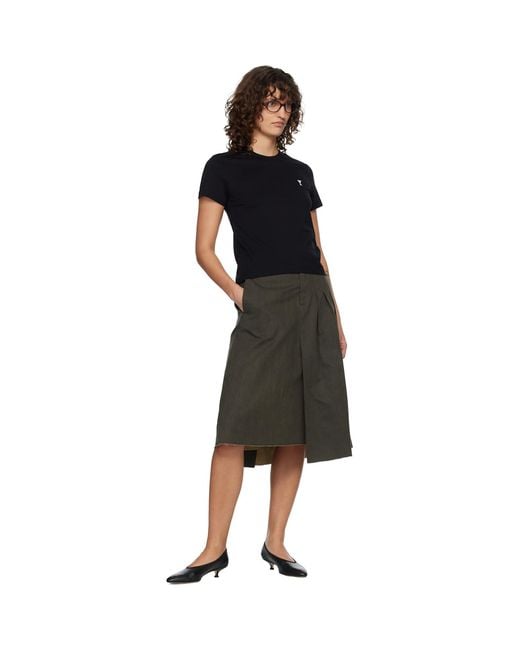 AMI Black Ami De Coeur Cropped T-Shirt