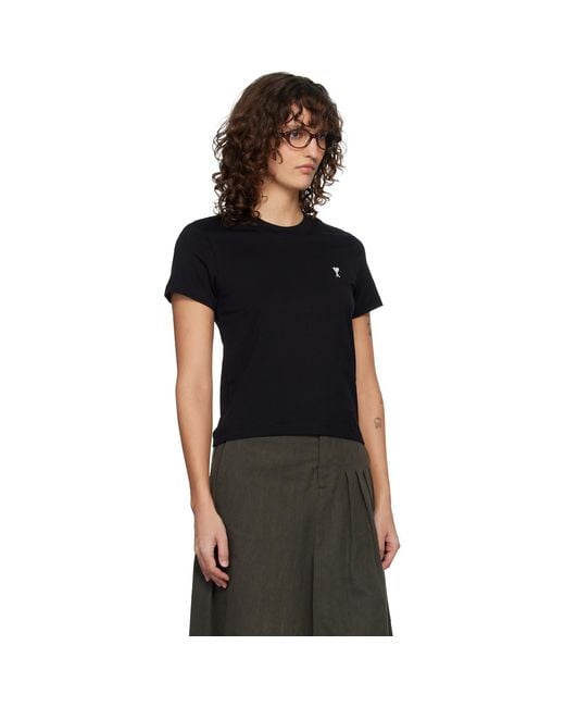 AMI Black Ami De Coeur Cropped T-Shirt