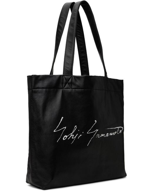 メンズ Yohji Yamamoto Discordコレクション Large Signature トートバッグ Black