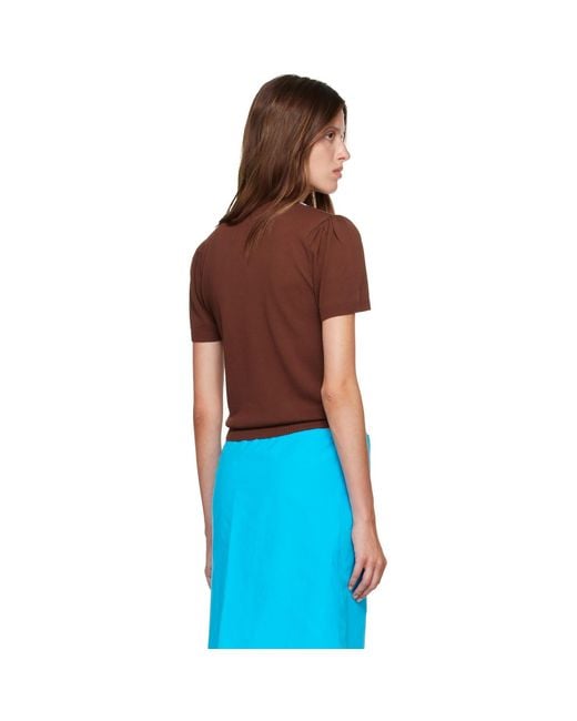 Ganni Blue Argyle T-Shirt