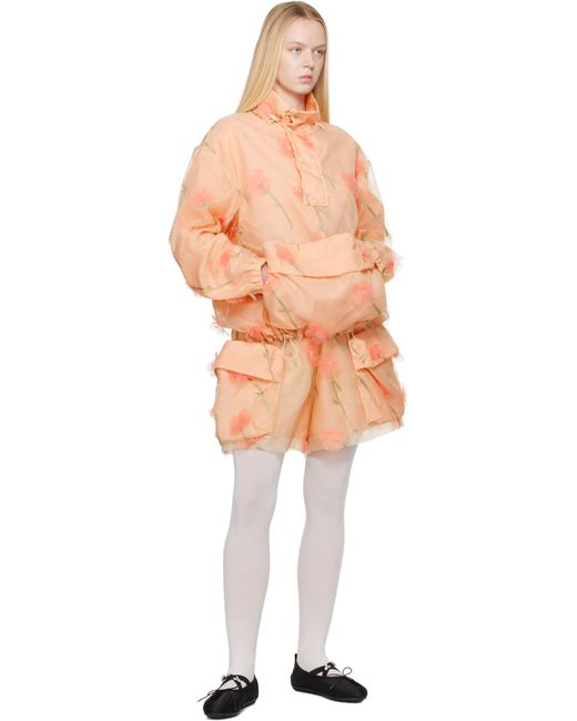 【SIMONE ROCHA】Carnation Cagoule オーガンザ ジャケット Simone Rocha Carnation Organza Cagoule Jacket in Orange | Lyst