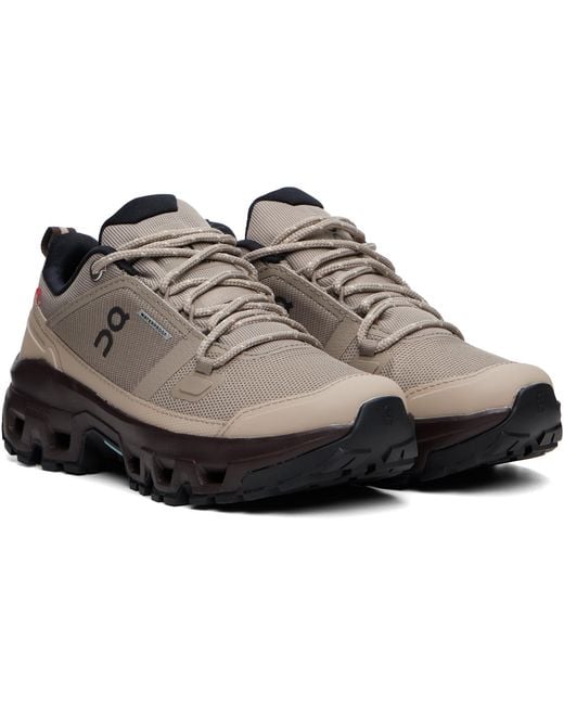 On Shoes Gray Taupe Cloudrock Low Waterproof Sneakers