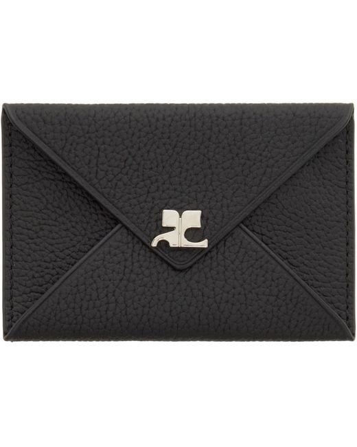 Courreges Black Envelope Leather Card Holder