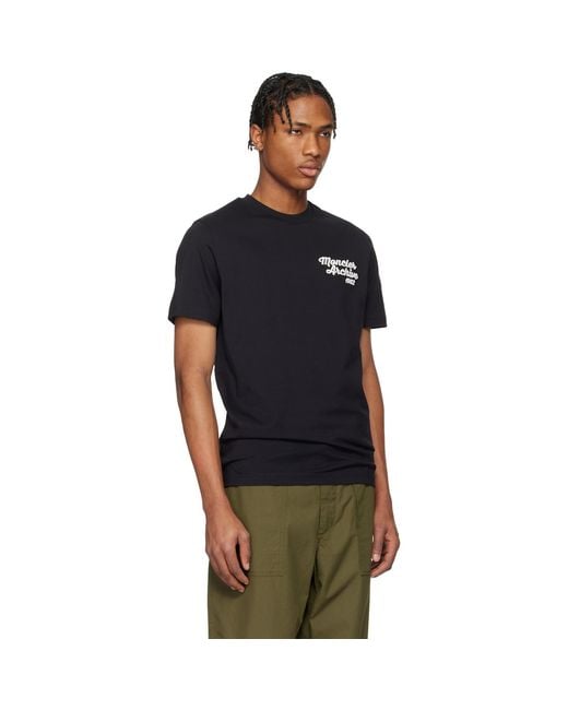Moncler Black Embroidered Logo Cotton T-Shirt for men