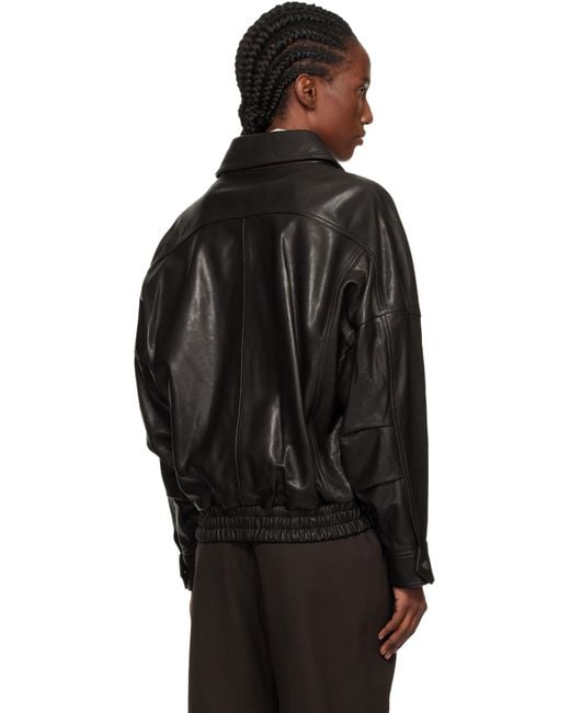 Nour Hammour Black Dalma Relaxed Leather Jacket