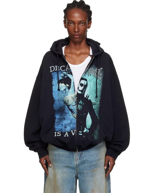 Vetements Blue Cradle Of Filth Cut-Up Oversized Zip-Up Hoodie