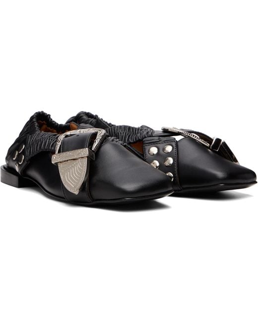 Toga Black Cross Strap Ballerina Flats