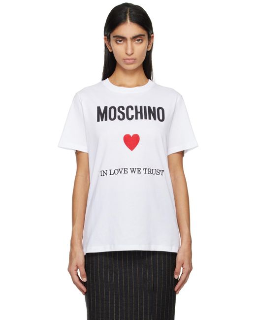 Moschino White 'in Love We Trust' T-shirt