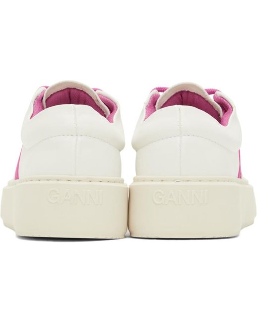 Ganni Black White & Pink Sporty Mix Cupsole Sneakers