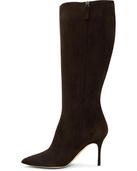 Manolo Blahnik Black Brown Oculara Tall Boots