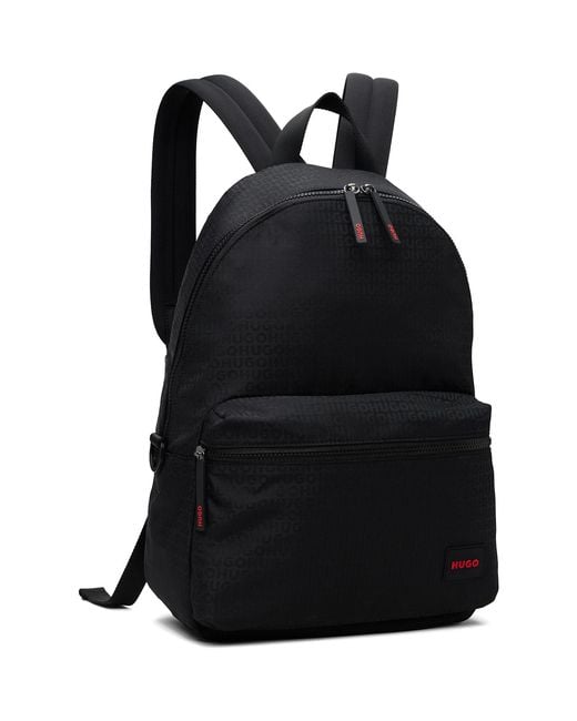 HUGO Black Logo Patch Backpack for men