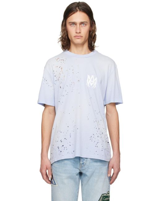 T-shirt bleu à effet usé shotgun Amiri pour homme en coloris White