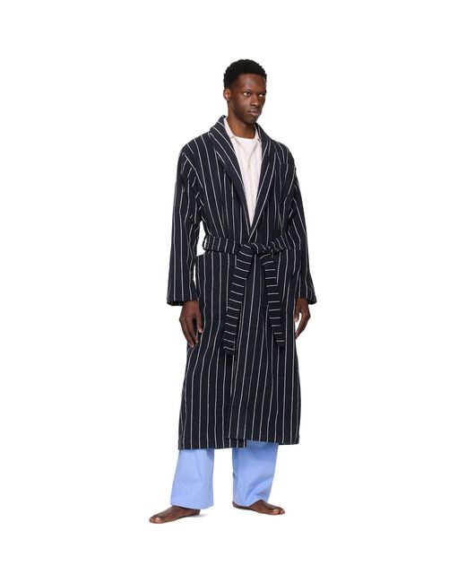 Tekla Black Terry Classic Bathrobe for men
