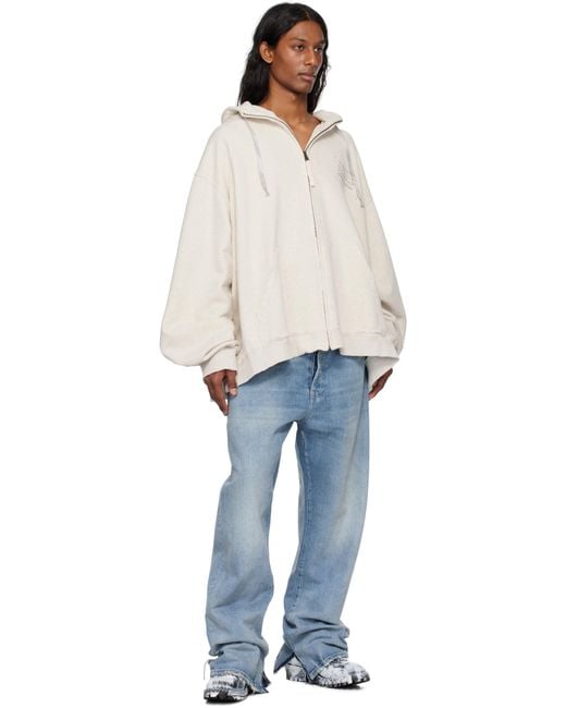 メンズ Maison Margiela オフホワイト Stamp Logo ジップフーディ White