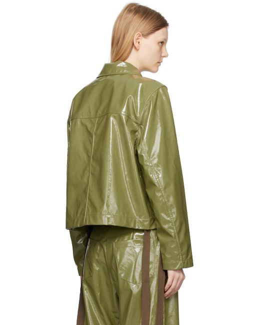 Song For The Mute Green Cropped Faux-leather Jacket