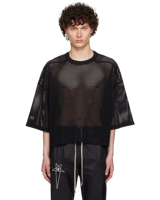 Rick Owens Black Champion Edition Tommy Cropped T-Shirt for men