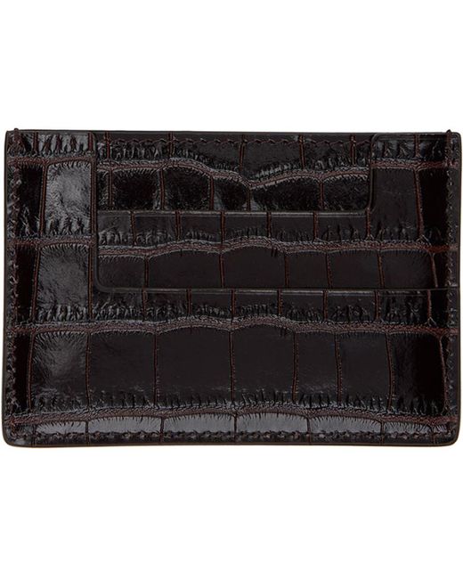Porte-cartes brun en cuir gaufré façon croco Tom Ford en coloris Black
