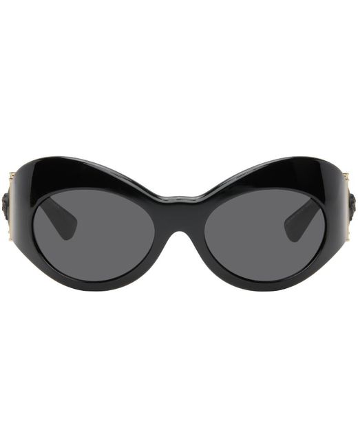 Versace Black Oval Shield Sunglasses for men