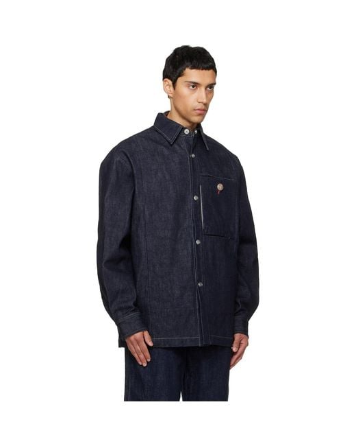 NULLUS Blue Slits Selvedge Denim Jacket for men