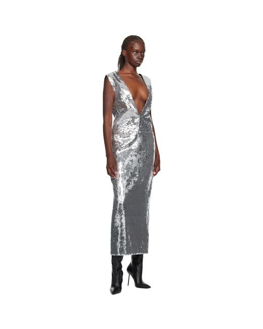 16Arlington Black Silver Ares Midi Dress