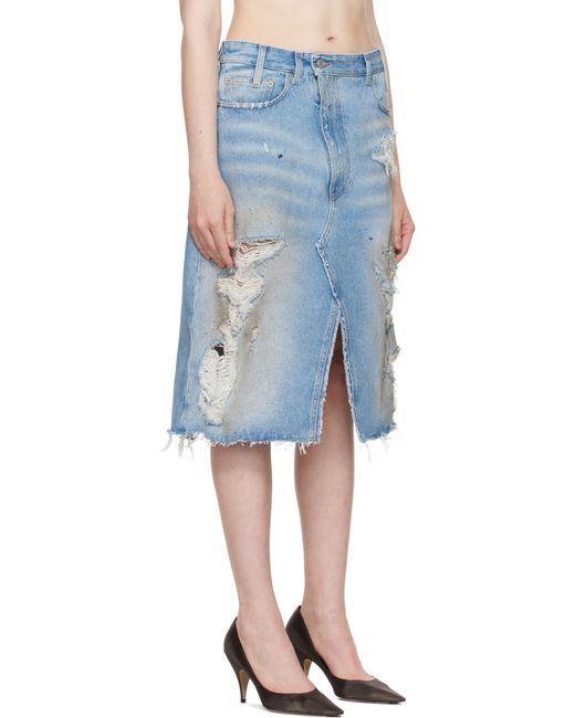 MM6 by Maison Martin Margiela ブルー Distressed Shorts ミディアムスカート Blue