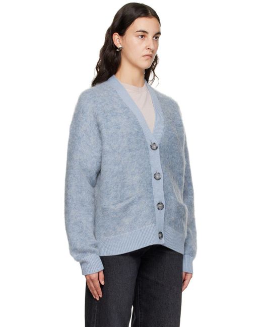 Acne Studios Blue Fluffy Cardigan in Gray Lyst