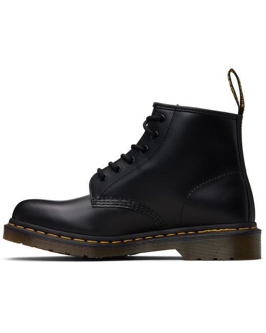 Dr. Martens Black 101 Stitch Smooth Leather Ankle Boots for men