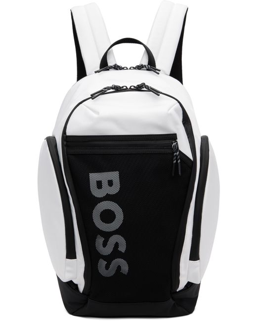 Boss Black Mesh Front Pocket Logo Backpack for men