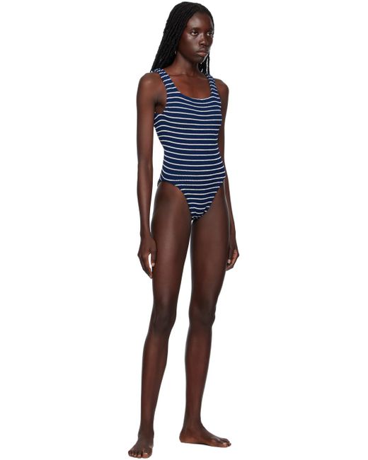 Hunza G Navy Square Neck One-piece Swimsuit in Black | Lyst UK